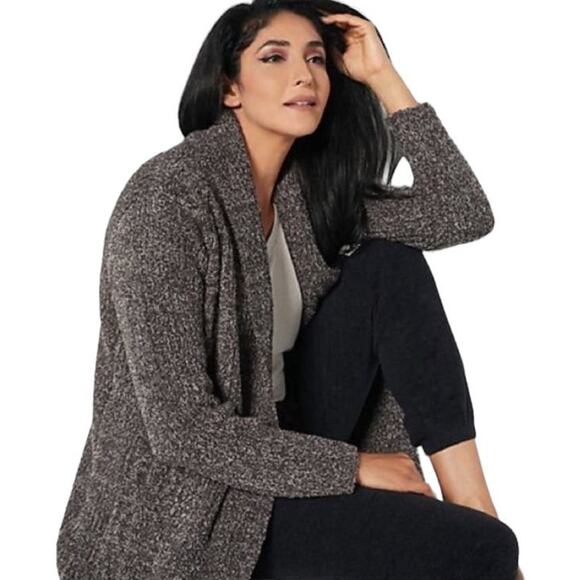 Barefoot Dreams CozyChic Cabin Cable Cardigan Open Front...